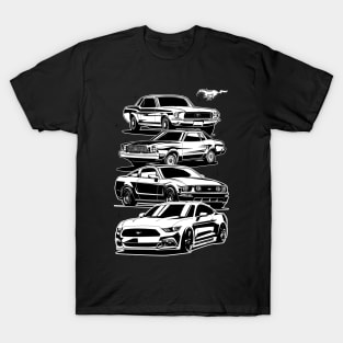 Ford Mustang first generation to latest model Eco boost 2016 illustration graphics T-Shirt